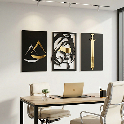 Escultura de Parede Direito Advocacia | Trio Deusa da Justiça