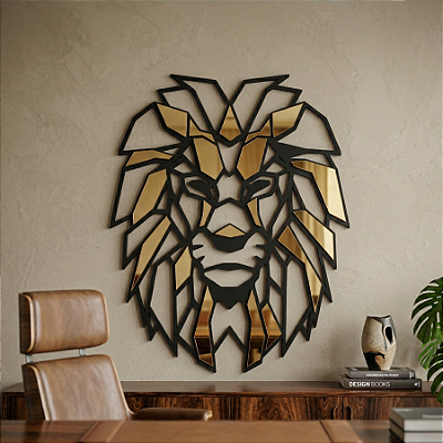 Leão Geométrico - Peça Decorativa com Acrílico em MDF Premium
