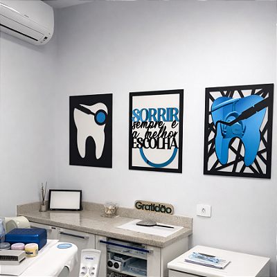 “Trio Odontologia” - Peça Decorativa com Acrílico em MDF Premium