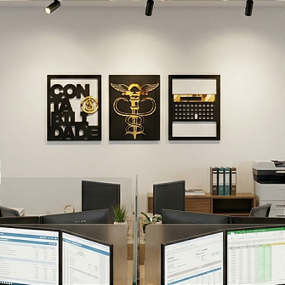“Trio Contabilidade” - Peça Decorativa com Acrílico em MDF Premium