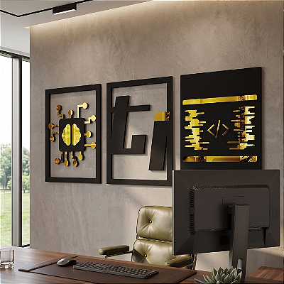 Trio de Esculturas de Parede | Tecnologia da Informação TI - em MDF