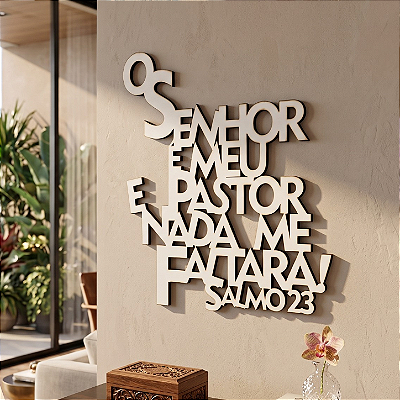 Frase de Parede Religiosa | Salmo 23 (O Senhor é Meu Pastor) - em MDF