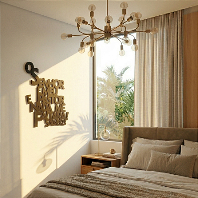 "Salmo 23 - O Senhor é Meu Pastor " - Frase de Parede em MDF Premium