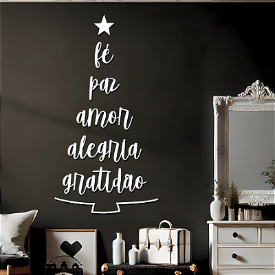 Escultura de Parede em MDF – Kit de Palavras Decorativas em Lettering | Árvore De Natal Em Palavras