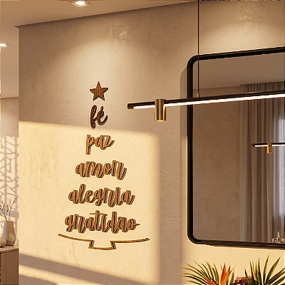 Escultura de Parede em Lettering | Árvore de Natal em Palavras - em MDF