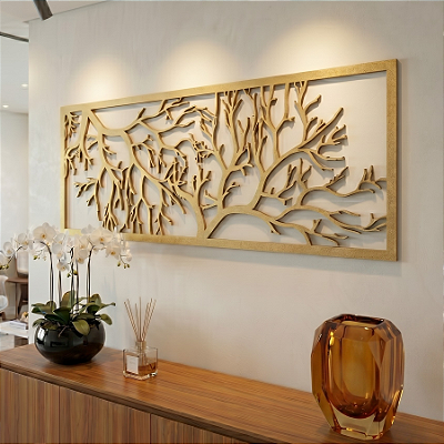 Tramas e Ramas - Quadro Escultura de Parede | Painel Vazado