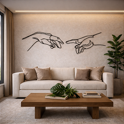 Escultura de Parede em MDF - Releitura Artística | A Criação de Adão