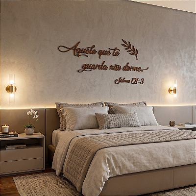Escultura de Parede em MDF - Frase de Parede Religiosa em Lettering | Salmos 121:3 - Aquele que te guarda não dorme