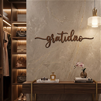 Palavra de Parede em Lettering | Gratidão - Escultura Decorativa em MDF