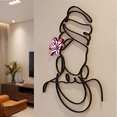 Escultura de Parede | Figura Feminina Flor de Bruma - em MDF com Acrílico Espelhado