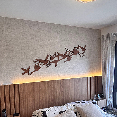 Escultura de Parede em MDF – Animais e Natureza | Pássaros em Revoada