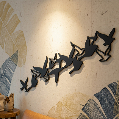 Escultura de Parede em MDF – Animais e Natureza | Pássaros em Revoada
