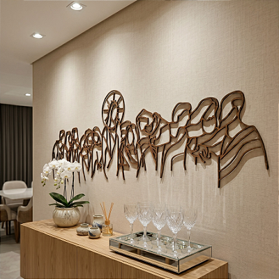 Escultura de Parede em MDF - Releitura Religiosa e Artística | "A Última Ceia" de Leonardo da Vinci em Linhas