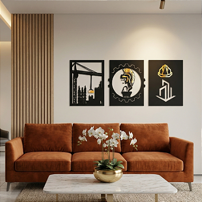 "Trio Engenharia" - Peça Decorativa com Acrilico em MDF Premium