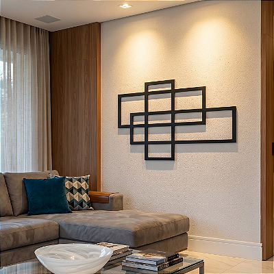 Escultura de Parede em MDF – Abstrata e Geométrica | Abstração Retangular