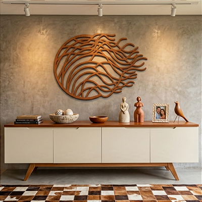 Escultura de Parede em MDF – Painel Abstrato Marítimo | Dança das Águas Vivas
