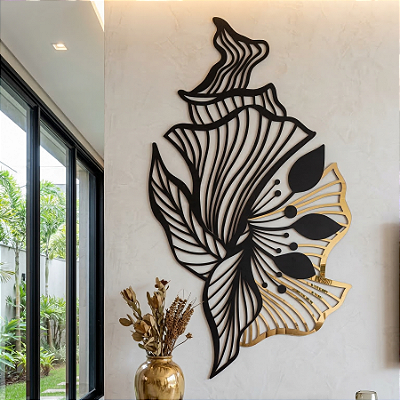 Escultura de Parede em MDF com Acrílico Espelhado – Arte Marítima | Flor do Mar