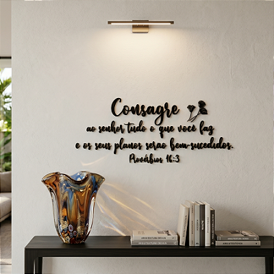Escultura de Parede em MDF - Frase de Parede Religiosa em Lettering | Consagre ao Senhor tudo o que você faz e os seus planos serão bem-sucedidos. Provérbios 16:3