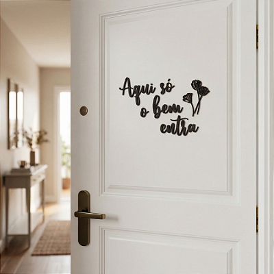 Escultura de Parede em MDF - Frase de Parede em Lettering | Aqui Só o Bem Entra