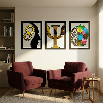 Trio Psicologia - Peça Decorativa com Acrílico em MDF Premium
