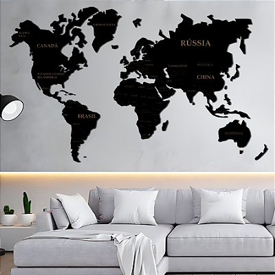 Mapa Mundi com Todos os Países Gravados