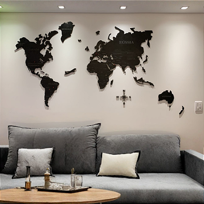 Mapa Mundi com Todos os Países Gravados