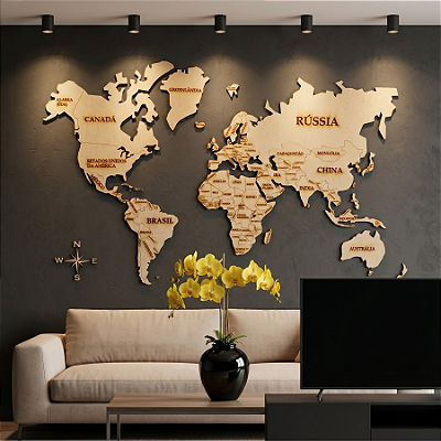 Mapa Mundi com Todos os Países Gravados