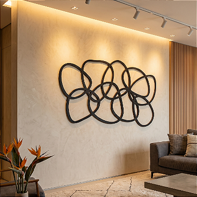 Escultura de Parede em MDF - Quadro Abstrato Vazado | Sobreposição em Arcos Abstratos