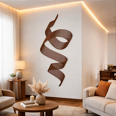 Escultura de Parede em MDF – Abstrata Fluída | Flow - Fita Abstrata