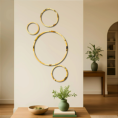 Círculos Livres - Escultura de Parede | Quadro Abstrato em MDF Vazado