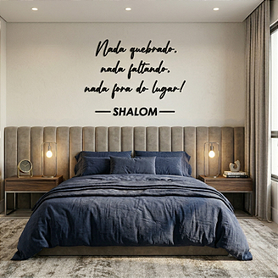 Frase de Parede em MDF – Lettering Espiritual e Minimalista | Nada quebrado, nada faltando, nada fora do Lugar - Shalom