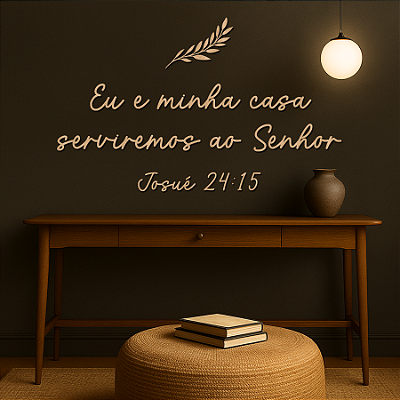 Frase de Parede em MDF – Versículo Religioso em Lettering | Eu e minha casa serviremos ao Senhor - Josué 24:15