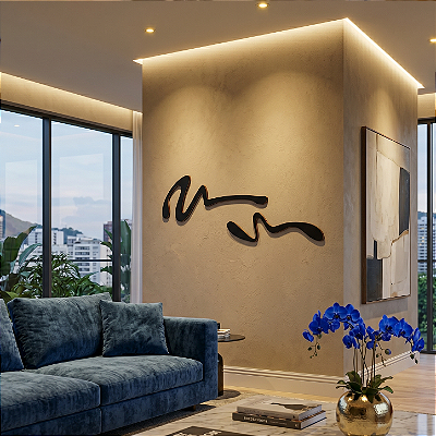 Horizonte Fluido – Quadro Abstrato | Escultura de Parede em MDF