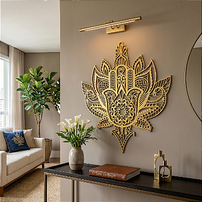 Mandala Mão de Fátima Hamsá — Escultura de Parede em MDF