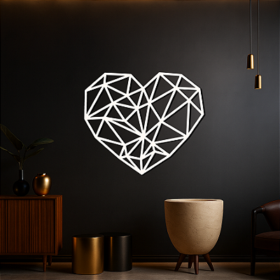 PROMOÇÃO - Escultura de Parede em MDF - Amor | Coração Geométrico