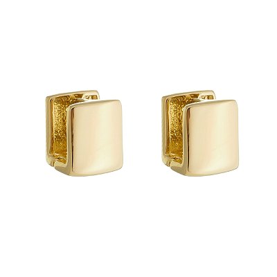 Argola Lisa Quadradinho Banho Ouro 18k