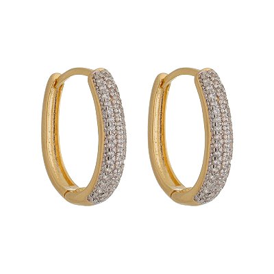 Argola Cravejada Oval Dourada