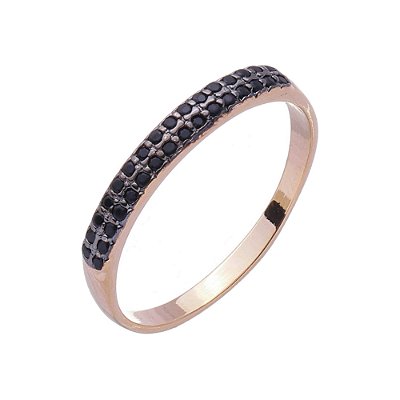 Anel Meia Aliança Zircônia Negra Dourada