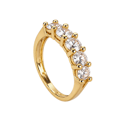 Anel Meia Aliança Cravejada 05 Paula - Banho 12 Camadas Ouro 18k