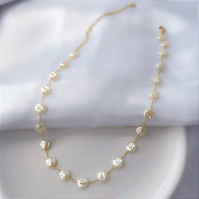 Colar Gargantilha Pérola Dourado