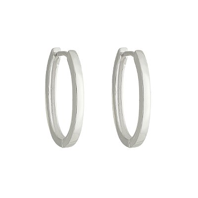 Argola Lisa Oval Prateada 20