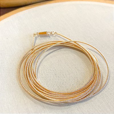 Pulseira/Colar Corda de Violão Banho Ouro 18k