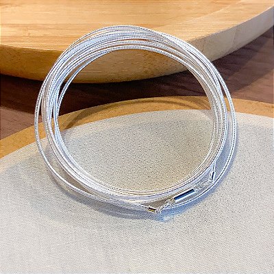 Pulseira/Colar Corda de Violão Prata