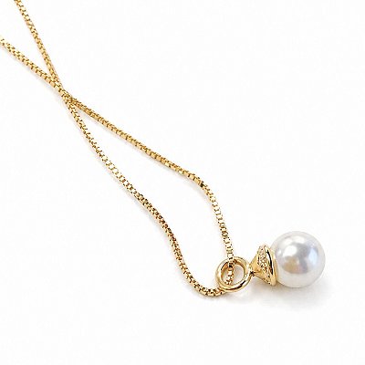 Colar Pingente Pérola Dourado