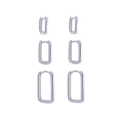 Argola Lisa Quadrada Prateada 03 - Tamanhos vendidos separadamente
