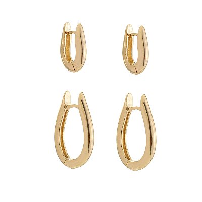 Argola Lisa Oval Dourada 21 - Tamanhos vendidos separadamente