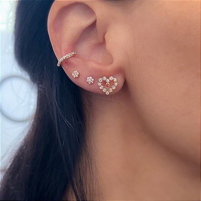 Brinco Coração Zircônias Laís Dourado