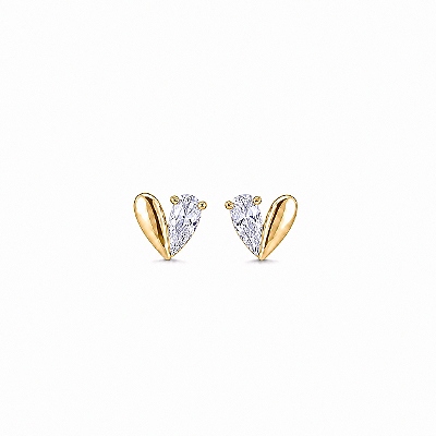 Brinco Coração Dual Chic Banho Ouro 18k