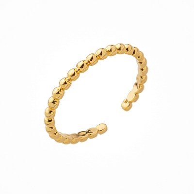 Anel Cascais Regulável Banho Ouro 18k - Veste do número 14 ao 26