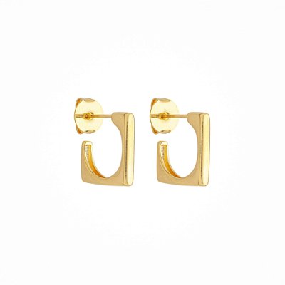 Argola Quadrada Jade banho Ouro 18k